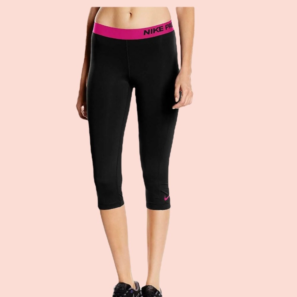 Nike Pro Leggings with Pink Waist Band
